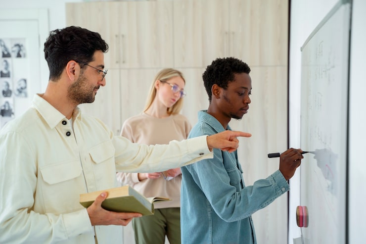 Gratis Bild halvbild av personer som studerar matematik