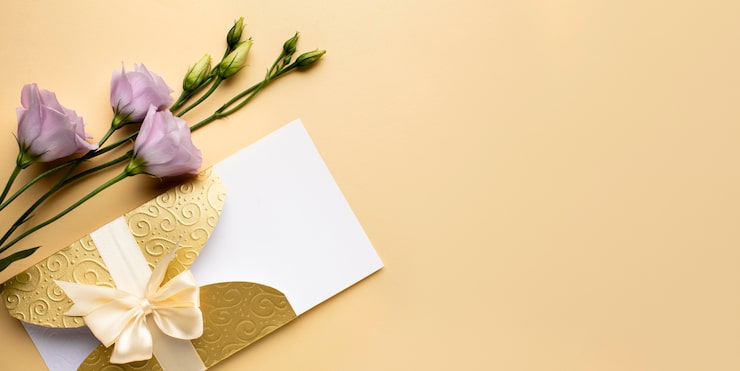 Gratis Bild inbjudan och blommor lyxigt bröllopspapper