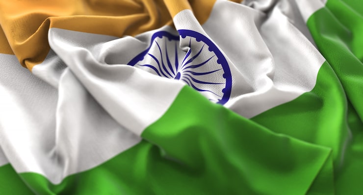 Gratis Bild indiens flagga vajar vackert i makro närbild