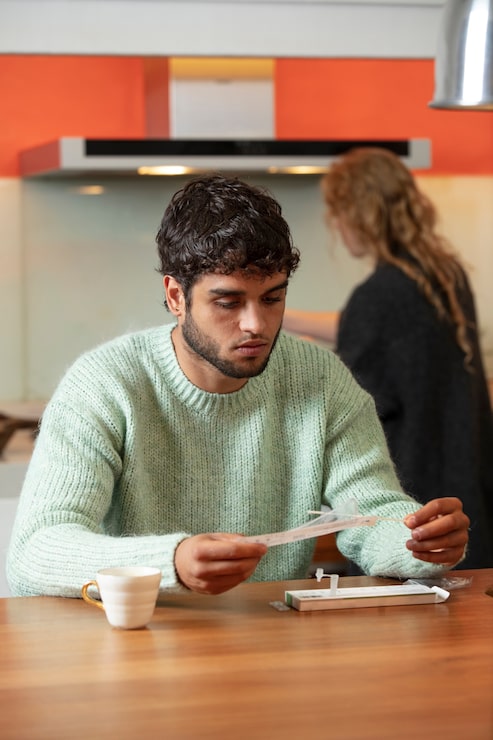 Gratis Bild person som utför covidtest hemma