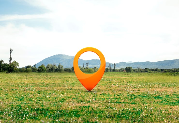 Gratis Bild platssymbol med landskapsbakgrund