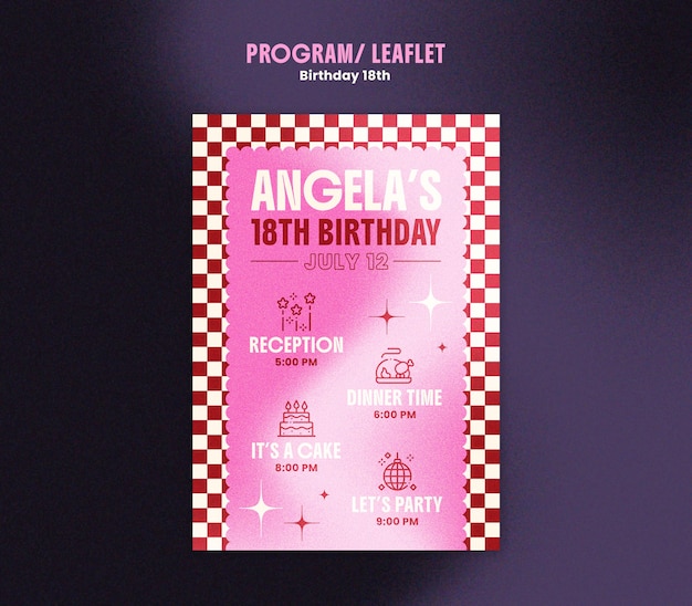 Gratis PSD 18-årsdag program mal design