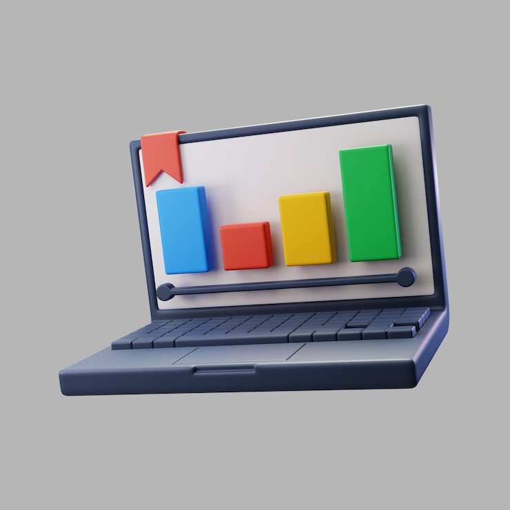 Gratis PSD 3d bærbar computer med graf