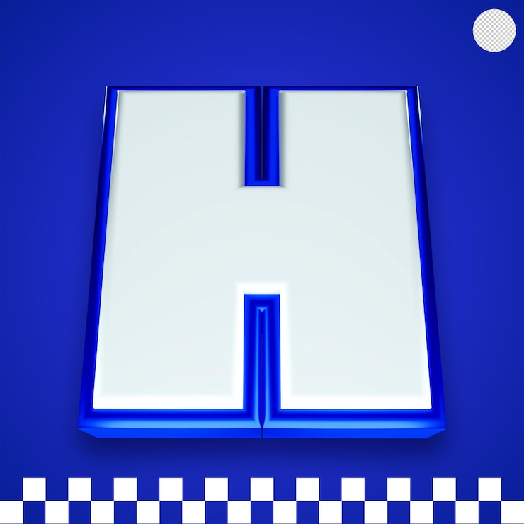 Gratis PSD 3d blank hvit og blå bokstav h