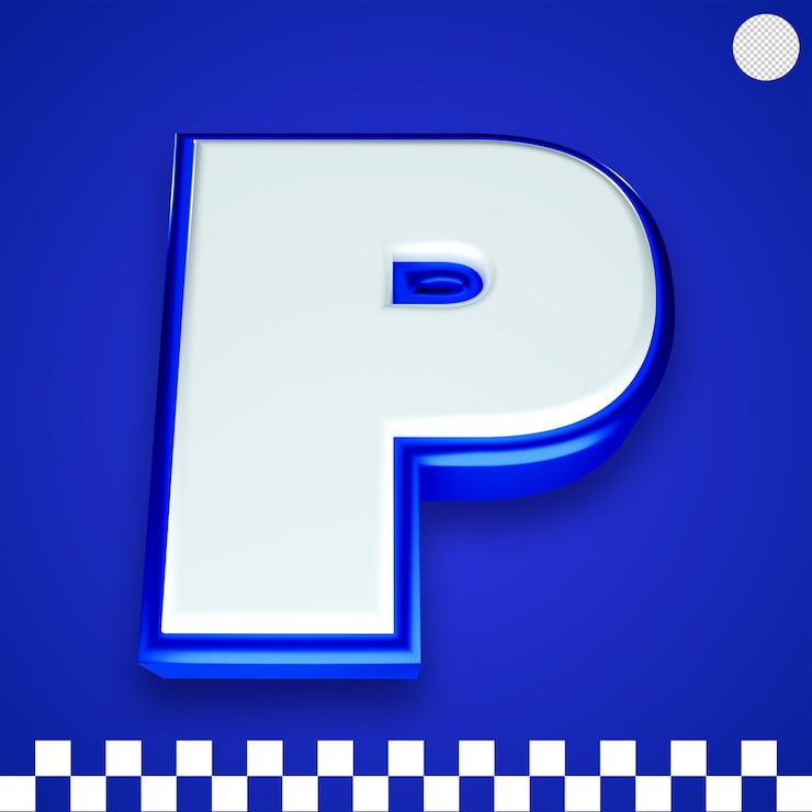 Gratis PSD 3d blankt hvidt og blåt bogstav p
