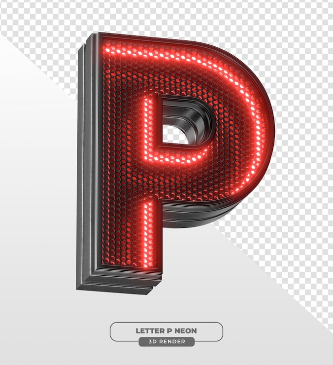 Gratis PSD 3d-gengivelse af neonbogstav p