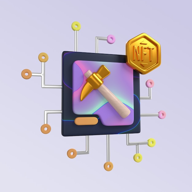 Gratis PSD 3d-gengivelse af nft-ikon design