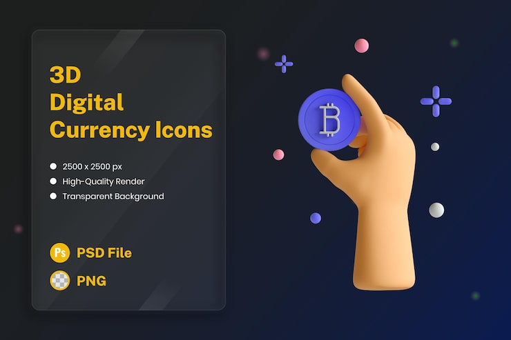 Gratis PSD 3d ikon illustration kryptovaluta digital valuta bitcoin