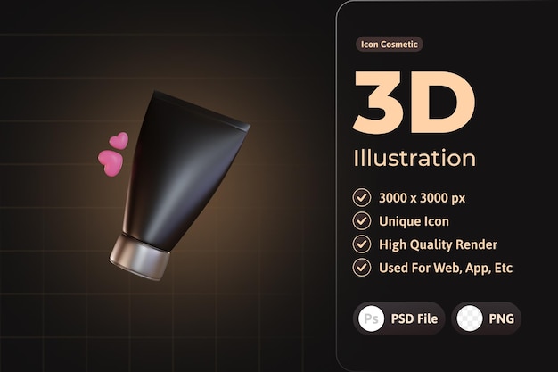 Gratis PSD 3d-ikon kosmetisk luksuriøs, ansiktsvask