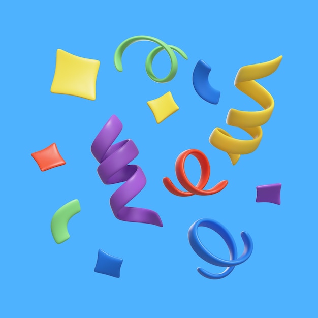 Gratis PSD 3d-illustrasjon med bursdagsutstyr