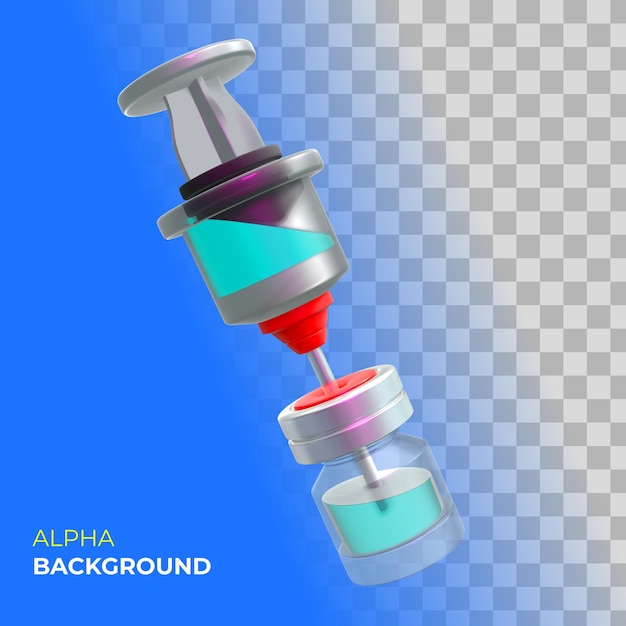 Gratis PSD 3d-illustration. informativ vaccination om coronavirus