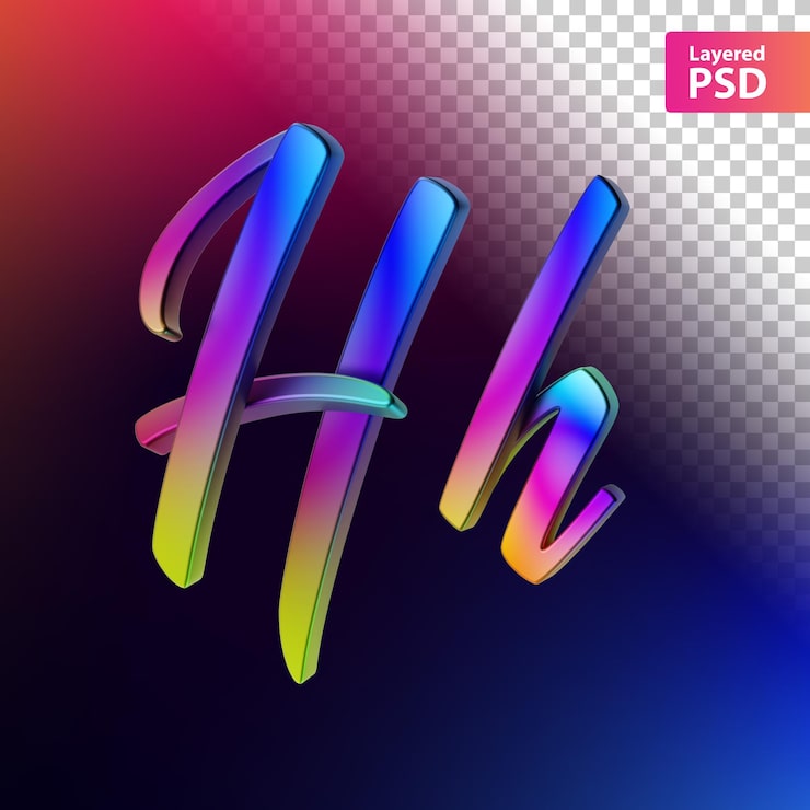 Gratis PSD 3d kalligrafisk regnbuefarge bokstav