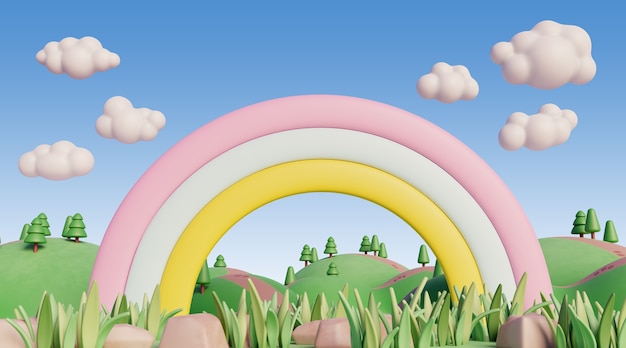 Gratis PSD 3d-landskab med eventyrelementer