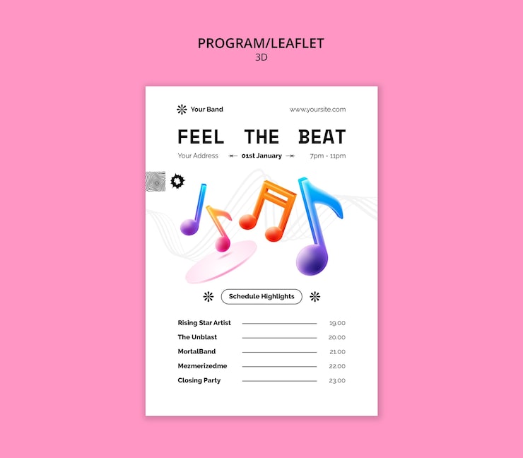 Gratis PSD 3d-musikk mal design