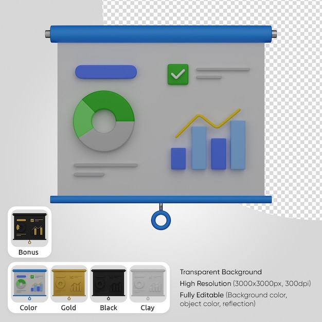 Gratis PSD 3d presentation med statistik