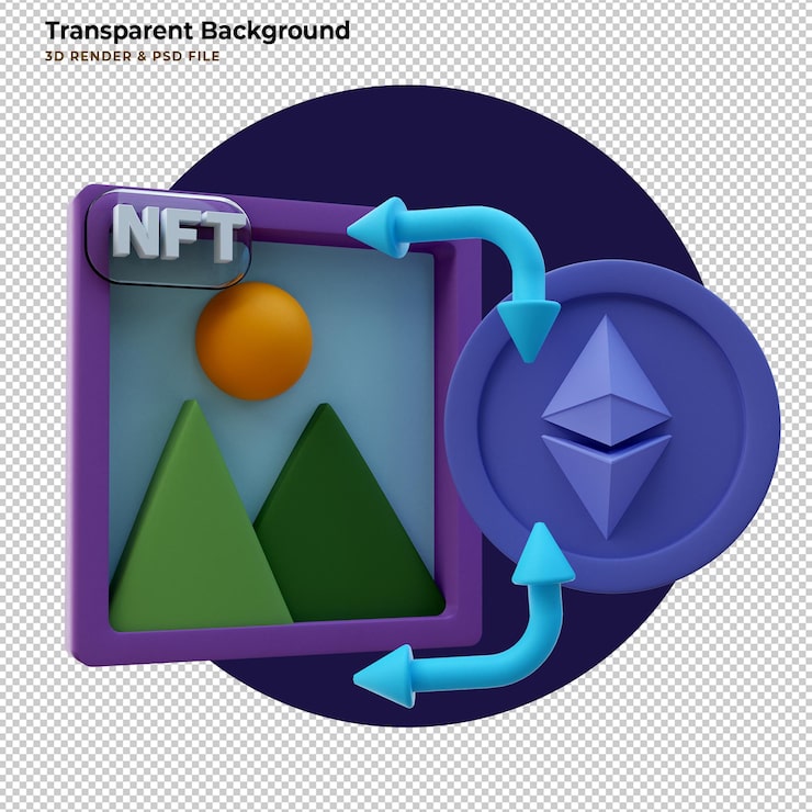 Gratis PSD 3d render ethereum nft crypto art collectibles concept