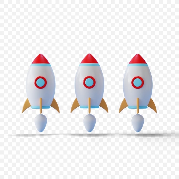 Gratis PSD 3d render illustrasjon romskip rakett isolert ikon