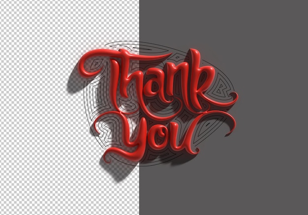 Gratis PSD 3d render thank you lettering typographical transparent psd file