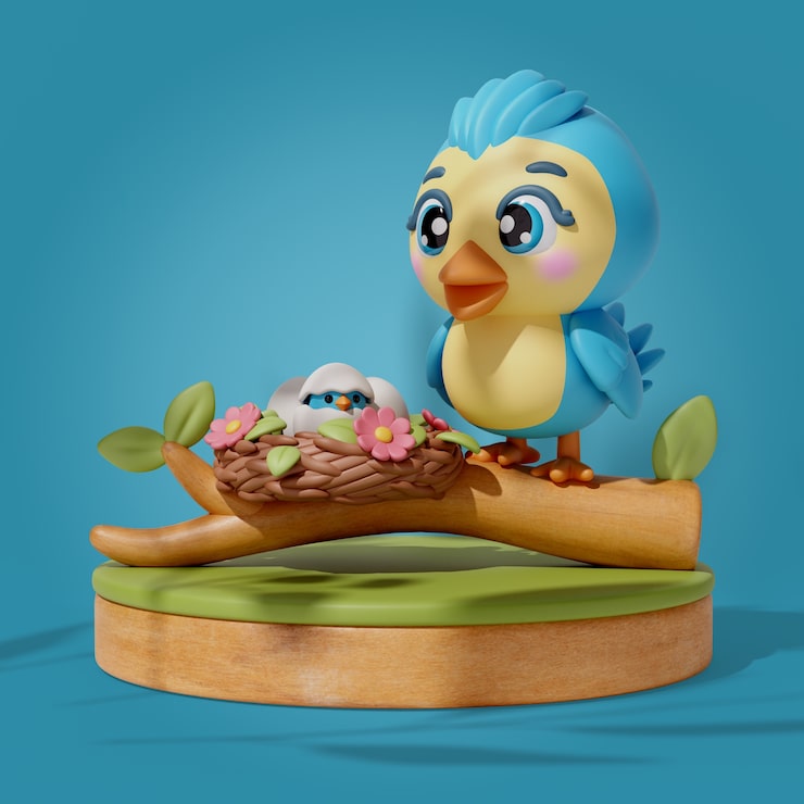 Gratis PSD 3d-rendera av kawaii-djurillustration