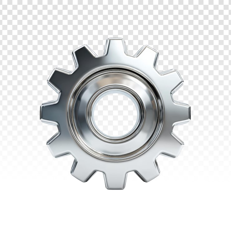 Gratis PSD 3d-renderat silverkugghjul