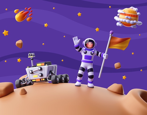 Gratis PSD 3d-rendering af astronaut