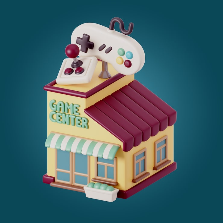 Gratis PSD 3d-rendering af bybutiksbygning