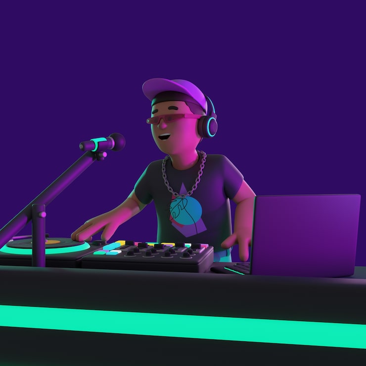 Gratis PSD 3d-rendering af dj-figur