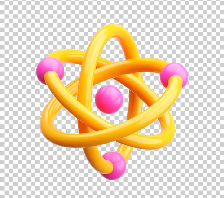 Gratis PSD 3d-rendering af farverigt atommodelikon til videnskab og læring