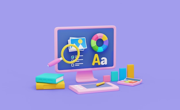 Gratis PSD 3d-rendering af grafisk design