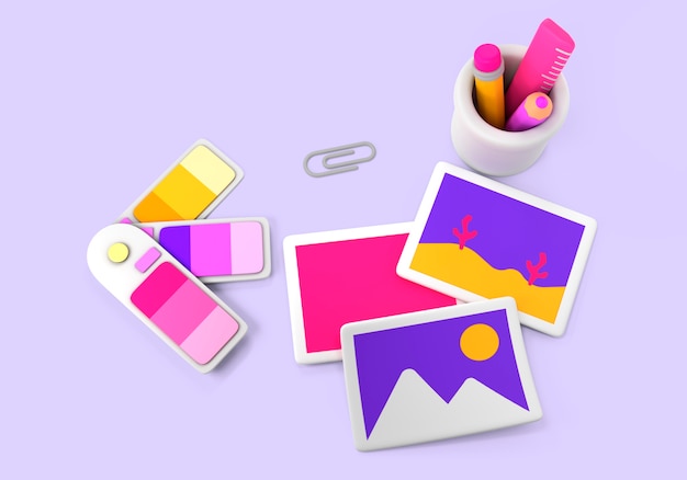 Gratis PSD 3d-rendering af grafisk design