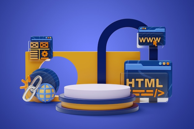 Gratis PSD 3d-rendering af interface salgs podie baggrund