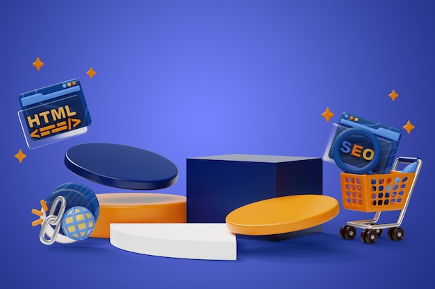 Gratis PSD 3d-rendering af interface salgs podie baggrund