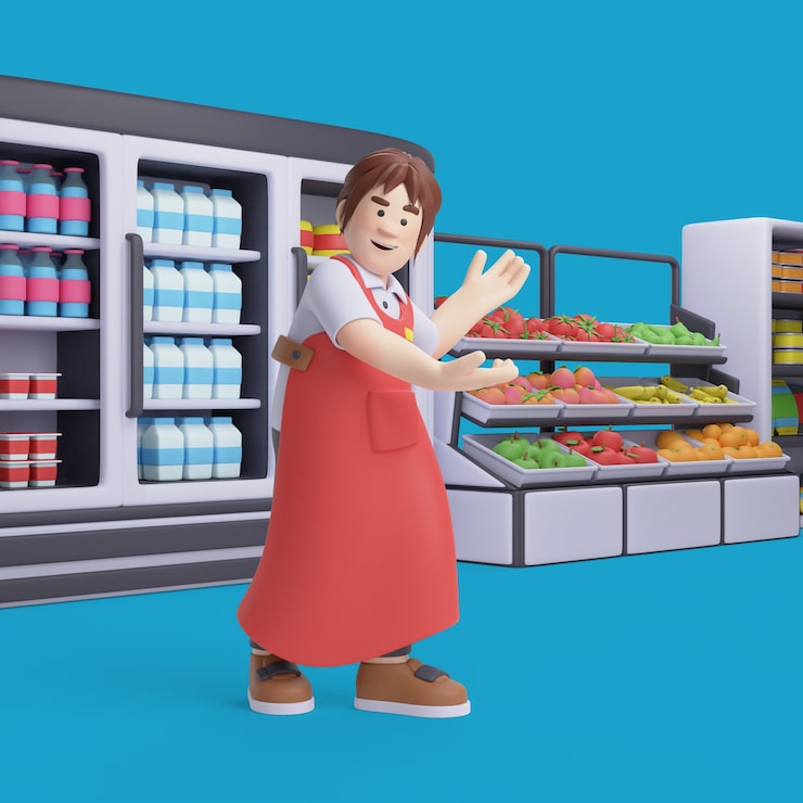 Gratis PSD 3d-rendering af kvindelig kasserer