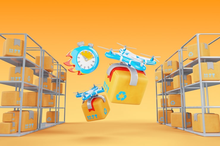 Gratis PSD 3d-rendering af leveringssalgsbaggrund