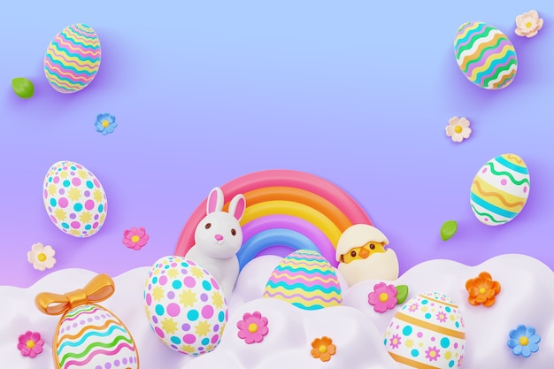 Gratis PSD 3d-rendering af påskebaggrund