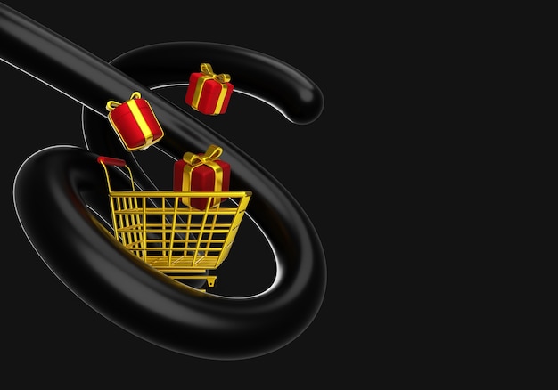 Gratis PSD 3d-rendering af sort fredag udsalg baggrund