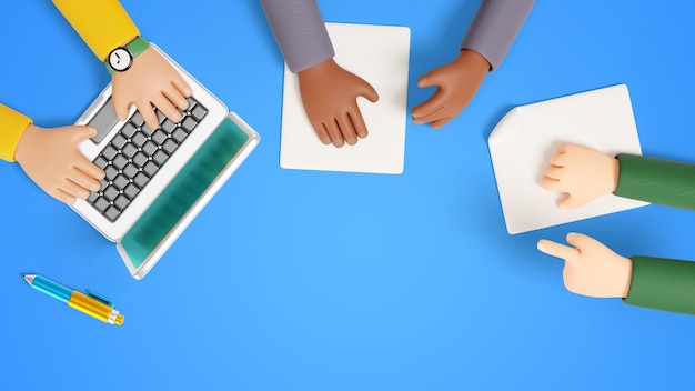 Gratis PSD 3d-rendering af teamwork