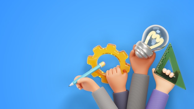 Gratis PSD 3d-rendering af teamwork