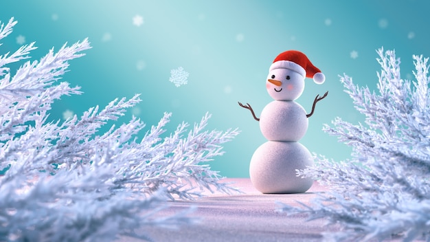 Gratis PSD 3d-rendering af vinter-julebaggrund