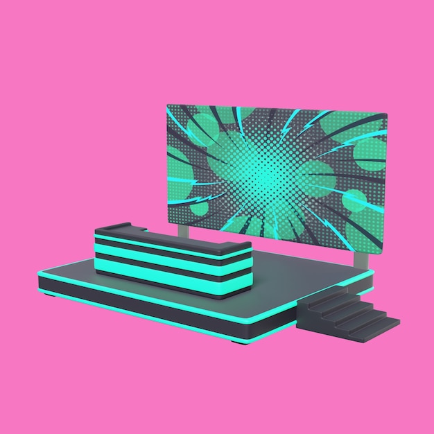 Gratis PSD 3d-rendering av dj-bås