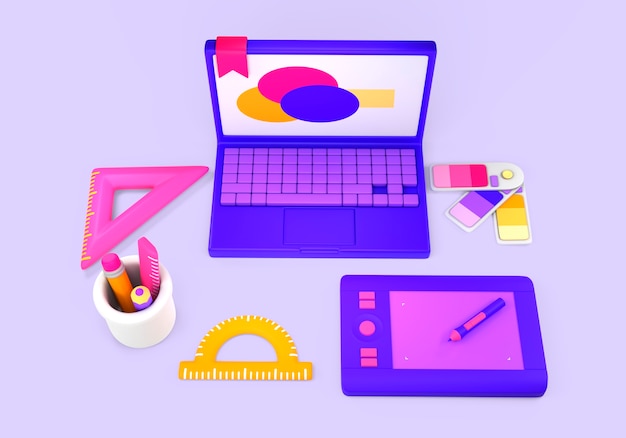 Gratis PSD 3d-rendering av grafisk design