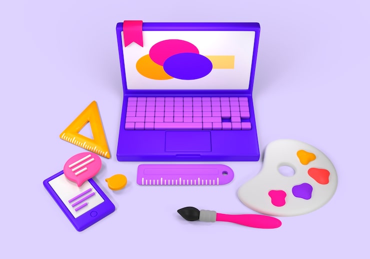 Gratis PSD 3d-rendering av grafisk design