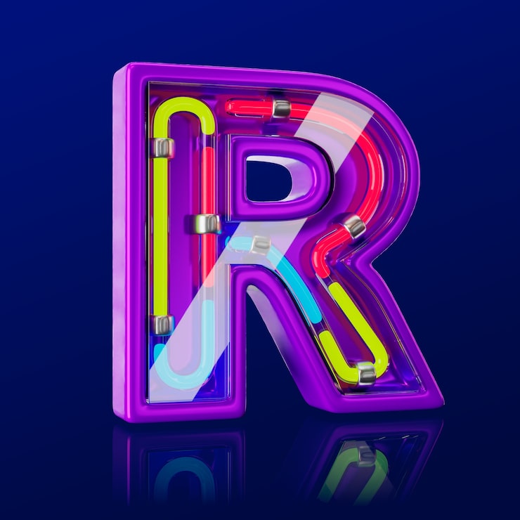 Gratis PSD 3d-rendering av neonbokstavikon