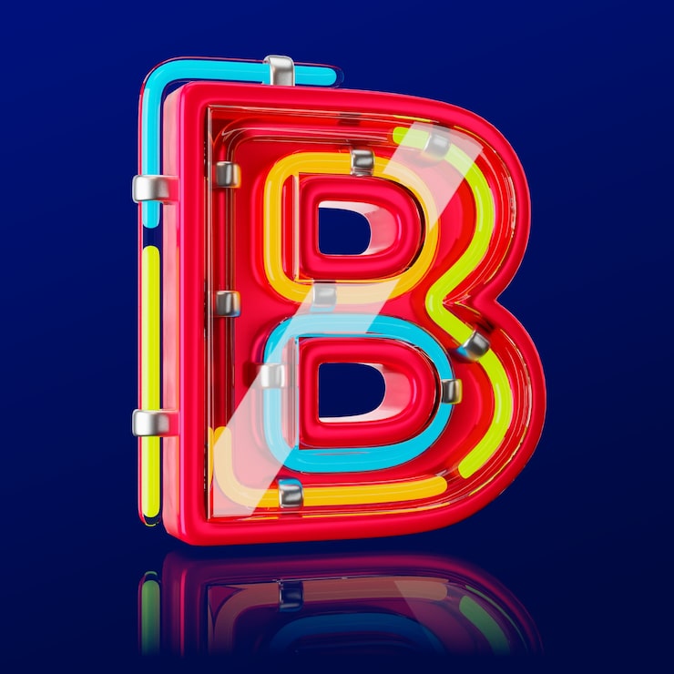 Gratis PSD 3d-rendering av neonbokstavikon