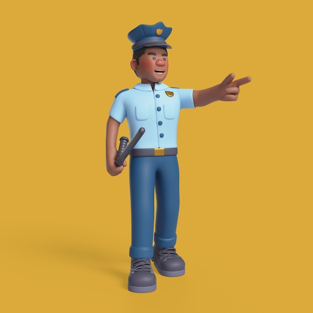 Gratis PSD 3d-rendering av politi karakter