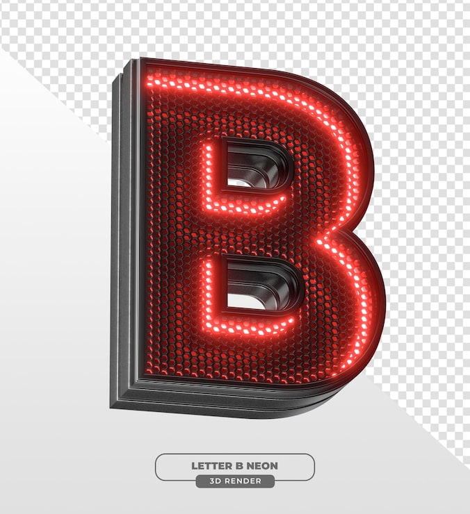 Gratis PSD 3d rød neonbokstav b