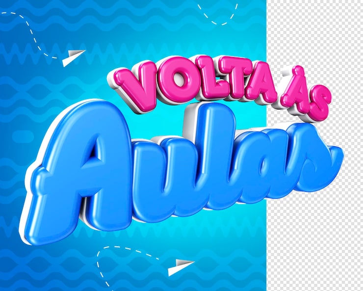 Gratis PSD 3d tilbage til skole logo til skolekampagner volta as aulas i brasilien