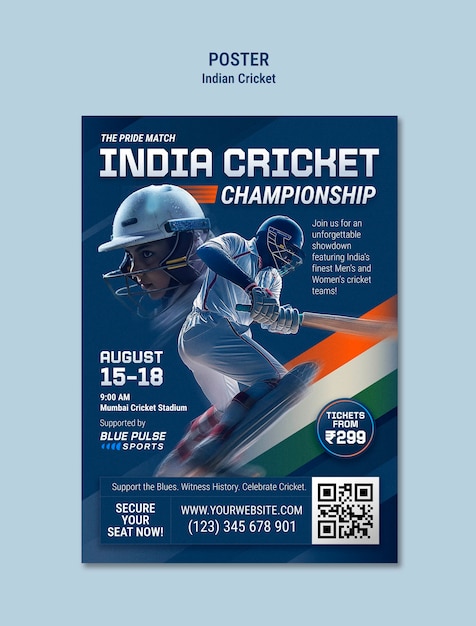 Gratis PSD affisch för indiskt cricketmästerskap