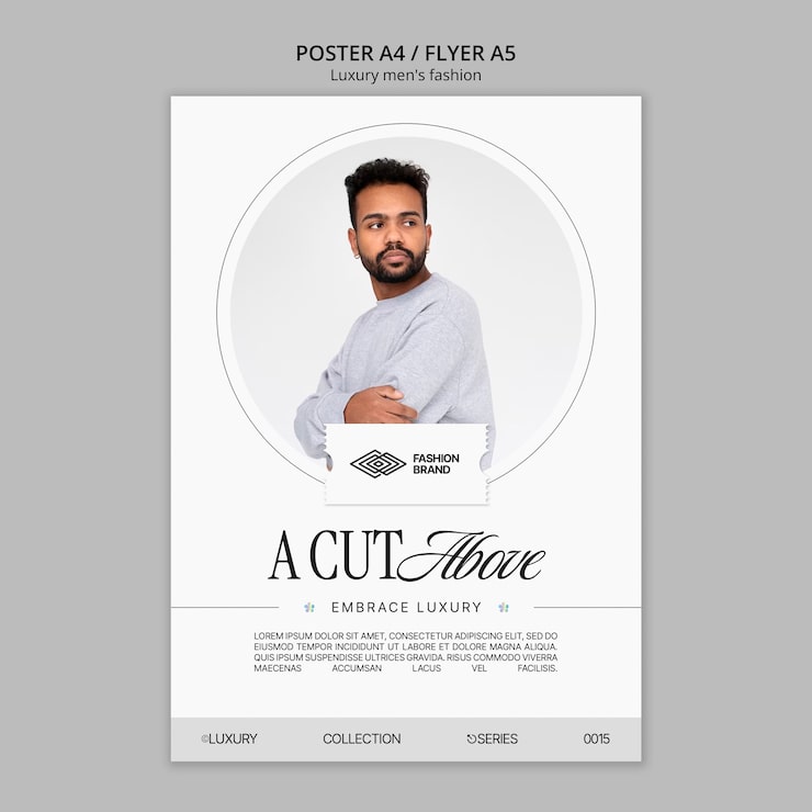 Gratis PSD affischmall för platt design lyx herrmode