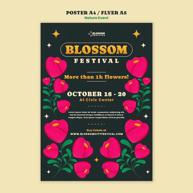 Gratis PSD affischmall för platt design naturevenemang